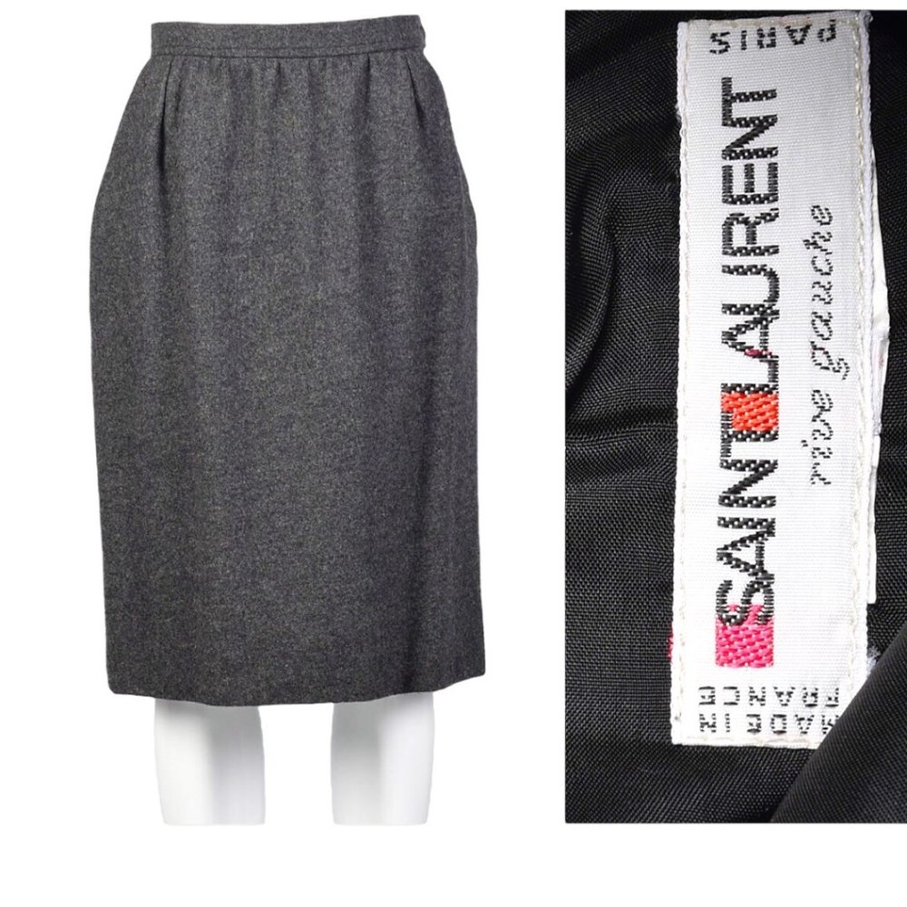 Yves Saint Laurent Rive Gauche Pencil Skirt YSL Vintage 70s 34 Made in France - Picture 2 of 15